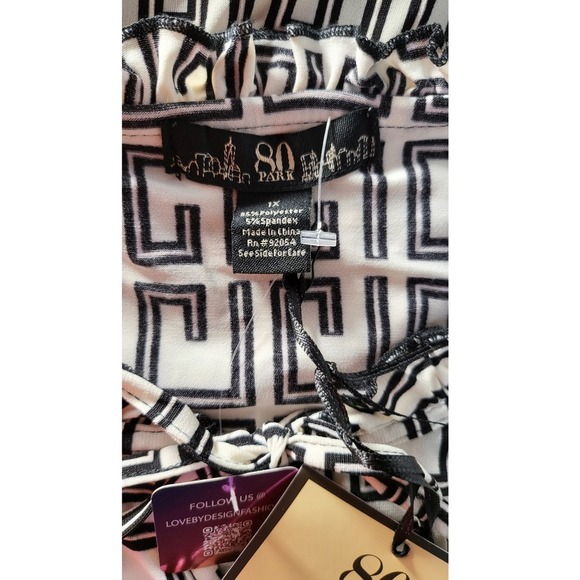 80 Park Sleeveless Top Geometric Print Ruffle Neck Keyhole Blouse 1X - Picture 8 of 8